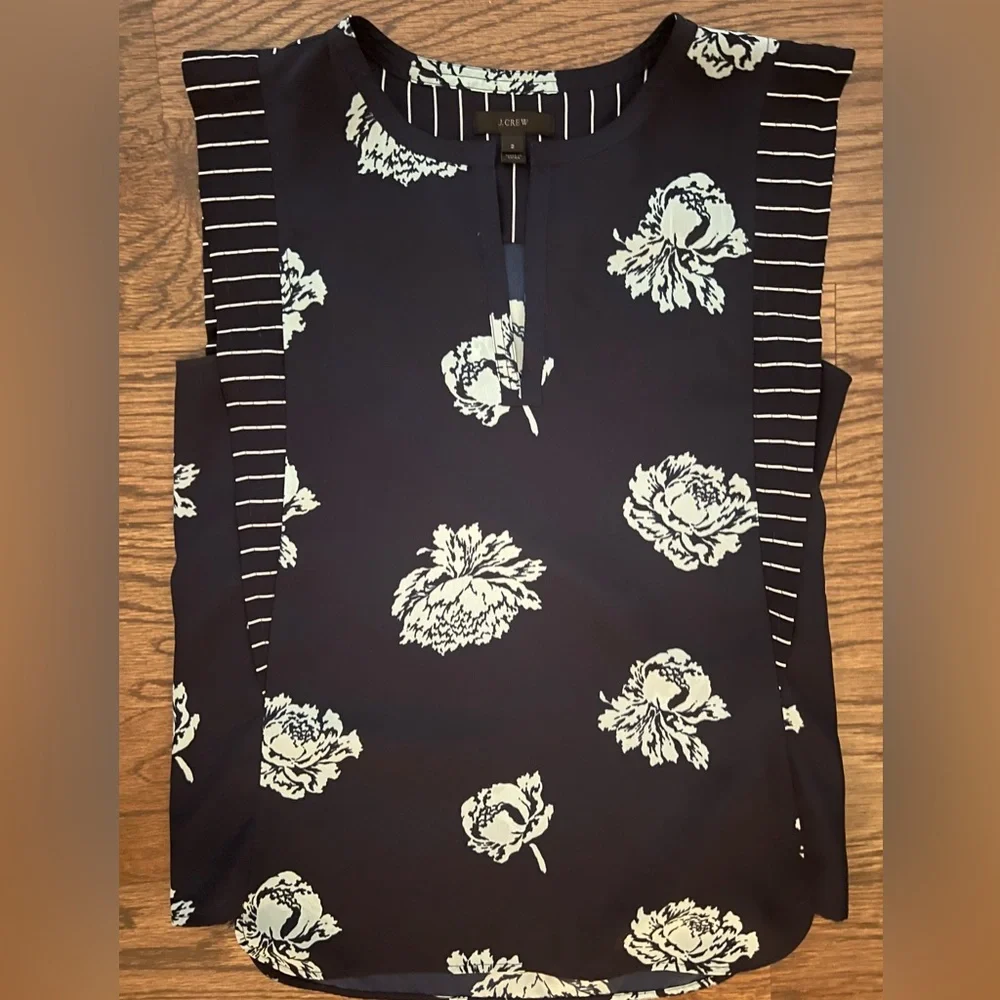 J.Crew Floral and Stripe silk shirt